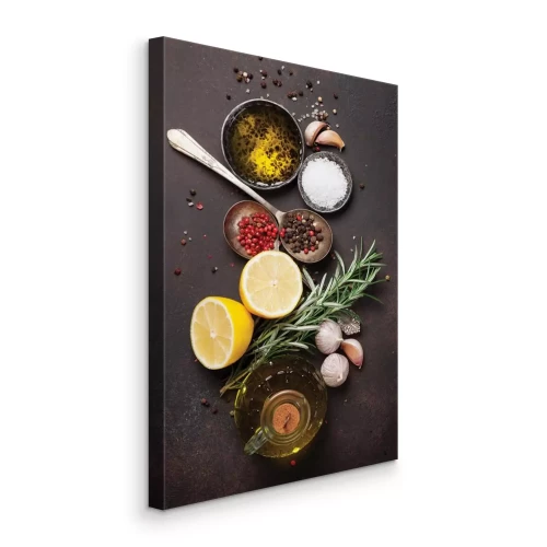 Tableau  Une composition d'épices à l'huile d'olive et au romarin