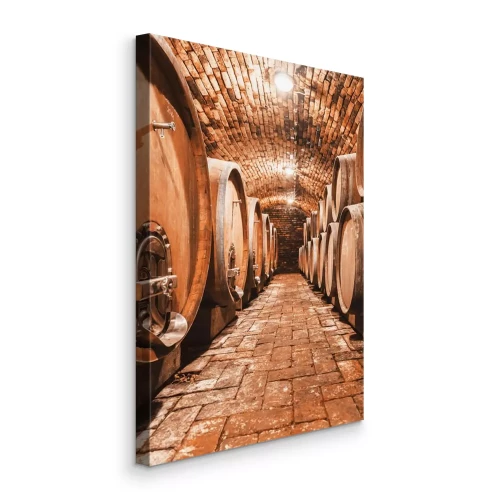 Tableau  Cave rustique en pierre avec barriques