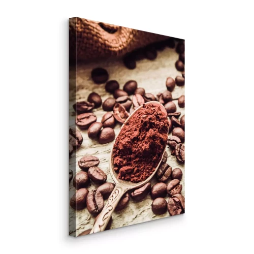 Tableau  Café moulu accompagné de grains de café frais