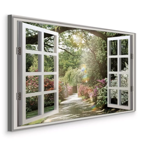 Tableau  Un chemin parmi les buissons en fleurs