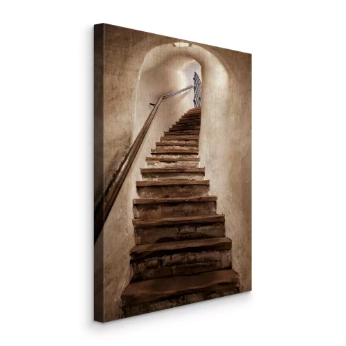 Tableau  Un vieil escalier menant à la porte