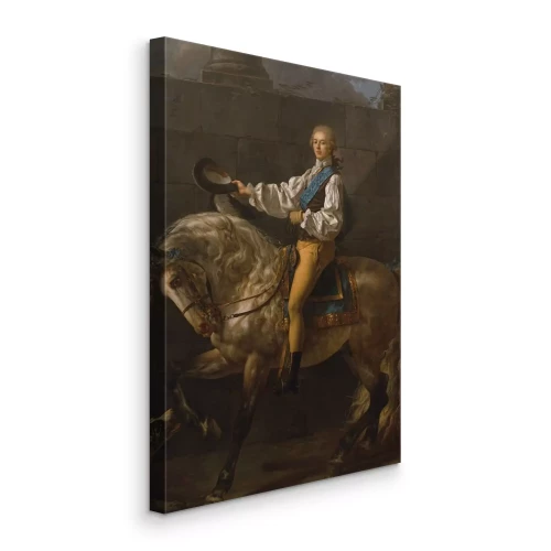 Tableau  Un cavalier coiffé d'un chapeau se détachant sur un fond de murs.