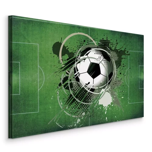 Tableau  Football sur gazon vert frais