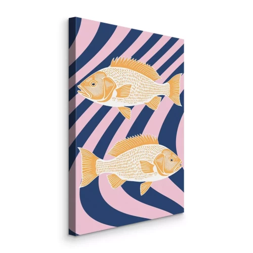 Tableau  Poisson abstrait sur fond rayé