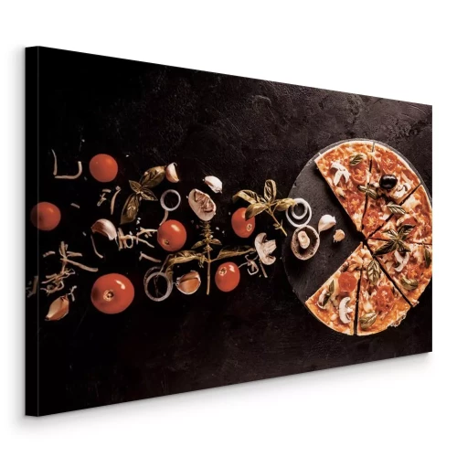 Tableau  Pizza aux légumes et feuilles de basilic