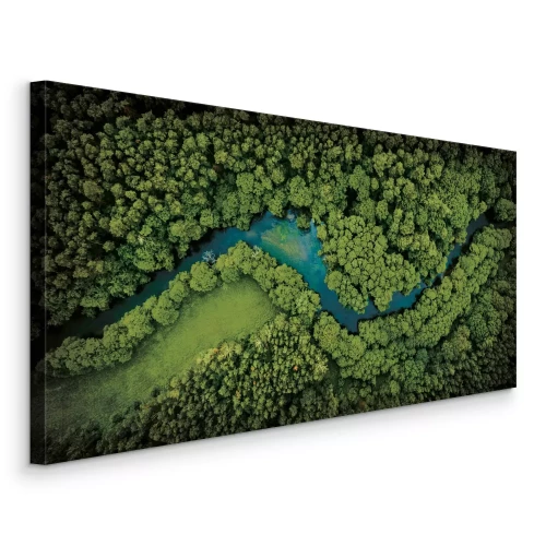 Tableau  Une vallée verdoyante traversée par une rivière.