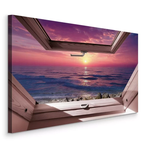 Tableau  Vue sur la mer et le ciel rose