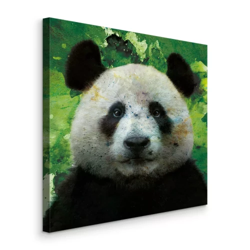Tableau  Panda noir et blanc sur fond aquarelle