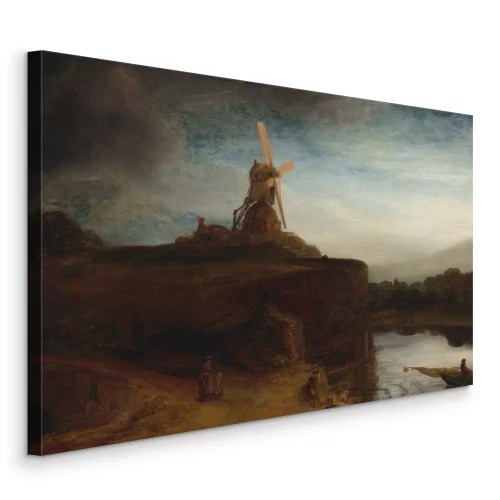 Tableau  Moulin rustique en bois sur une colline