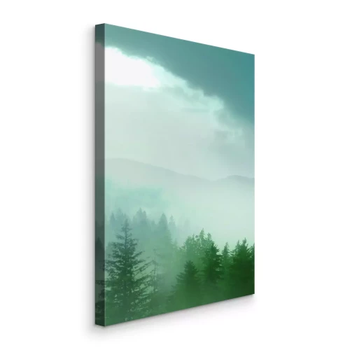 Tableau  Une mystérieuse forêt d'épicéas enveloppée d'un épais brouillard