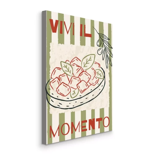 Tableau  Salade de tomates d'été sur fond rayé