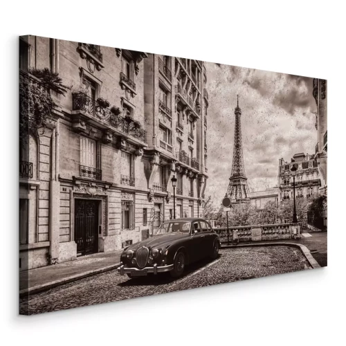 Tableau  Voiture vintage élégante avec un paysage parisien
