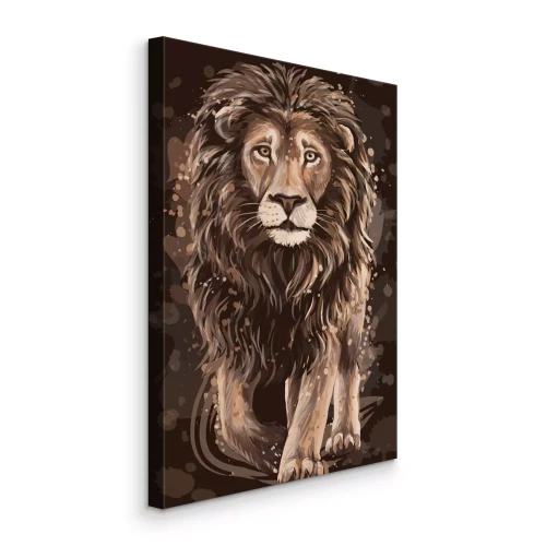 Tableau  Un délicat portrait à l'aquarelle d'un lion dans des tons bruns.