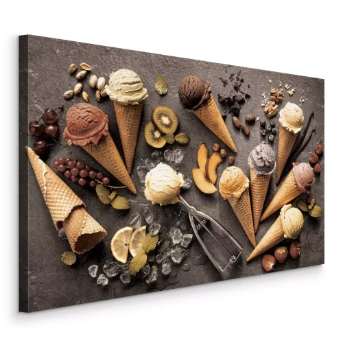 Tableau  Cornets de glace aux multiples saveurs fruitées