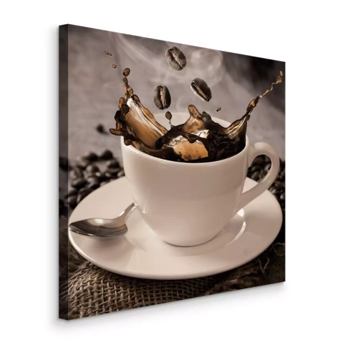 Tableau  Une tasse blanche classique avec un café noir intense