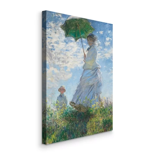 Tableau  Tableau représentant une femme avec un parapluie et un garçon