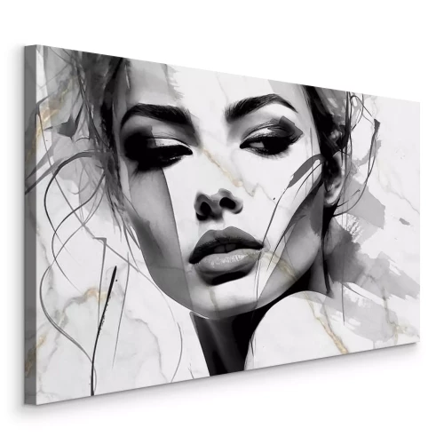 Tableau  Portrait monochrome à l'aquarelle d'une femme