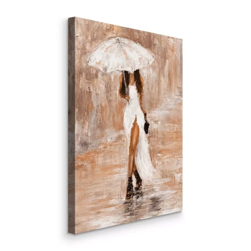 Tableau  Une femme en robe légère tenant un parapluie