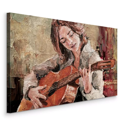 Tableau  Femme avec guitare, émotions en acrylique