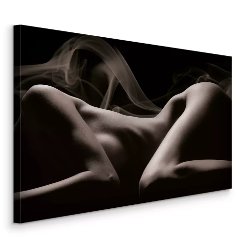 Tableau  Une femme discrète sur fond noir