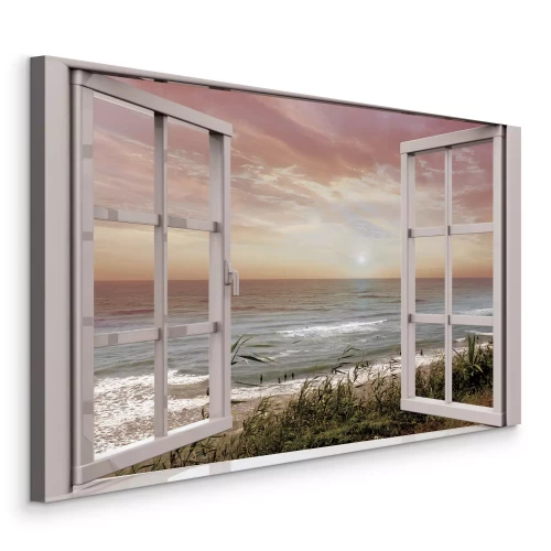 Tableau  Vue dégagée sur la plage et les vagues en soirée