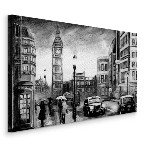 Tableau  Taxi rétro dans les rues de Londres