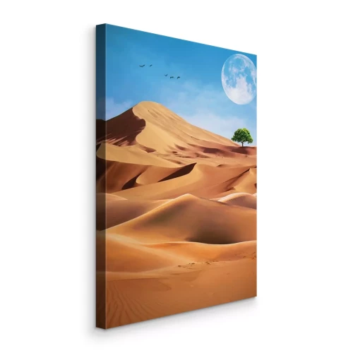 Tableau  Un arbre dans le désert avec la lune