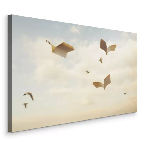 Tableau  Oiseaux en papier dans les nuages