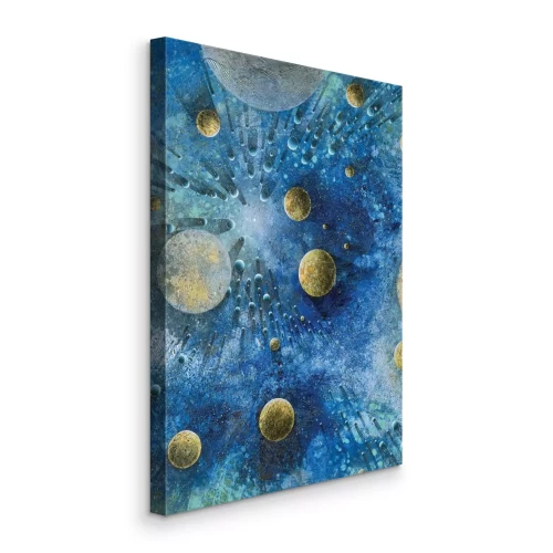 Tableau  Une galaxie avec des sphères en rotation