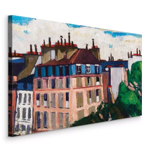 Tableau  Des arbres verts parmi les immeubles d'habitation de la ville