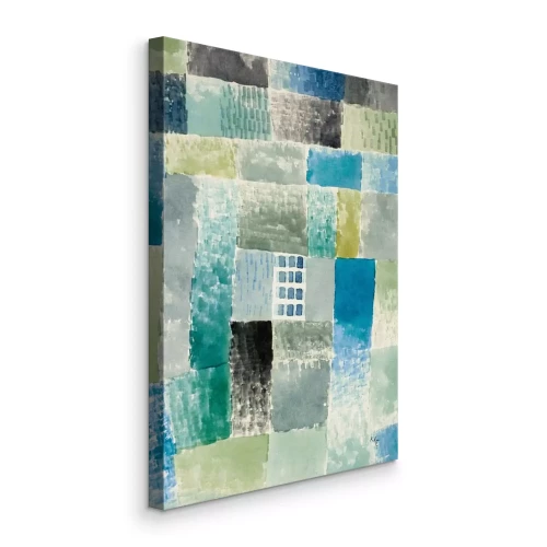 Tableau  Champs bleus géométriques