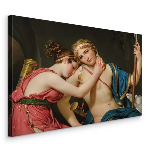 Tableau  Une jeune fille blottie contre un jeune guerrier