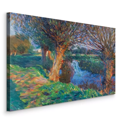 Tableau  Une rivière paisible serpentant entre les arbres verdoyants