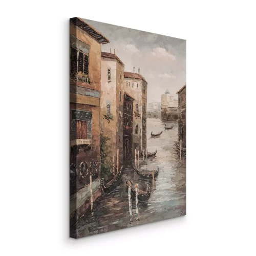 Tableau  Un pittoresque canal vénitien avec des gondoles