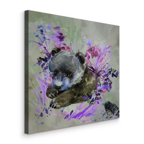 Tableau  Peinture à l'aquarelle rose d'un ours