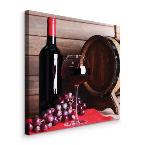 Tableau  Une composition de vin à base de raisins et d'un fût en bois