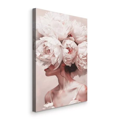 Tableau  Portrait d'une femme portant une couronne de pivoines sur la tête