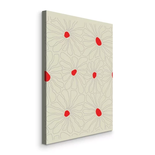 Tableau  Croquis artistique de marguerites avec une tache rouge contrastante