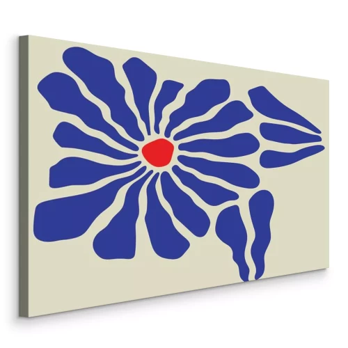 Tableau  Fleur abstraite avec des accents bleus et rouges