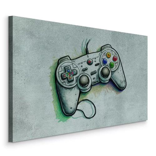 Tableau  Une manette de jeu minimaliste sur fond gris