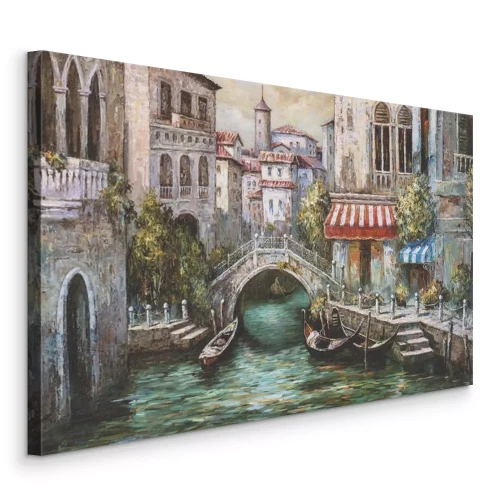 Tableau  Une charmante ville italienne avec des gondoles sur les canaux