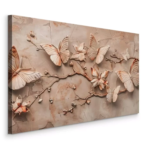 Tableau  Papillons avec effet de profondeur sur une surface en béton