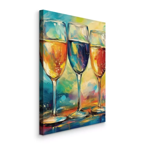 Tableau  Une aquarelle subtile représentant des coupes de champagne.