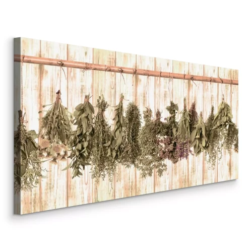 Tableau  Une composition d'herbes séchées sur du bois rustique