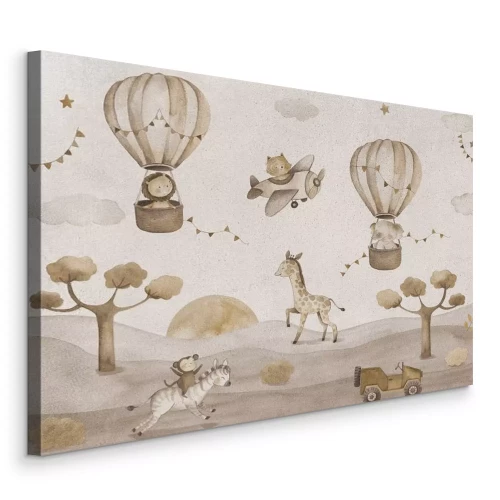 Tableau  Un décor féerique avec des animaux en ballons et des arbres d'automne