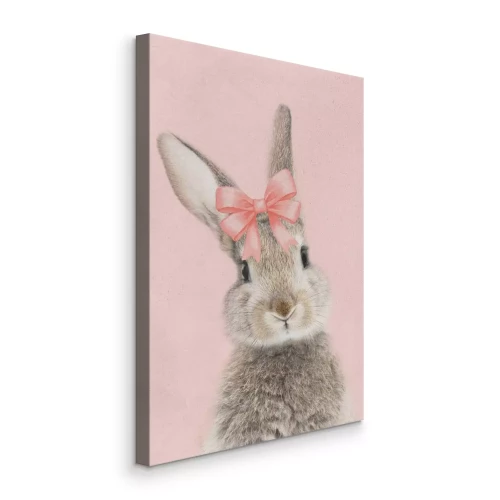 Tableau  Un adorable lapin avec un nœud rose