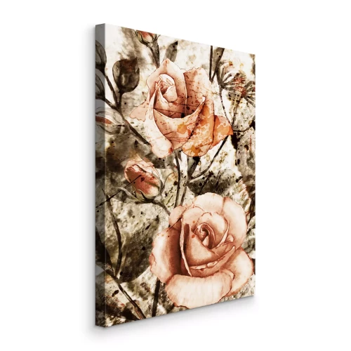 Tableau  De délicates roses orange enveloppées de feuilles vertes