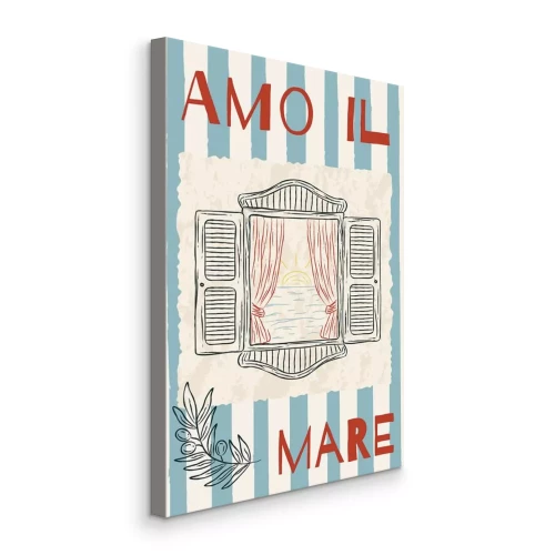 Tableau  Croquis d'une fenêtre ouverte donnant sur des vagues calmes