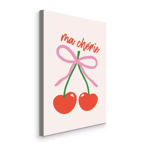 Tableau  Cerises décoratives avec un élégant ruban rose
