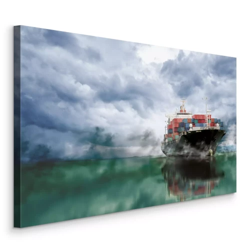 Tableau  Un cargo se détachant sur un ciel nuageux